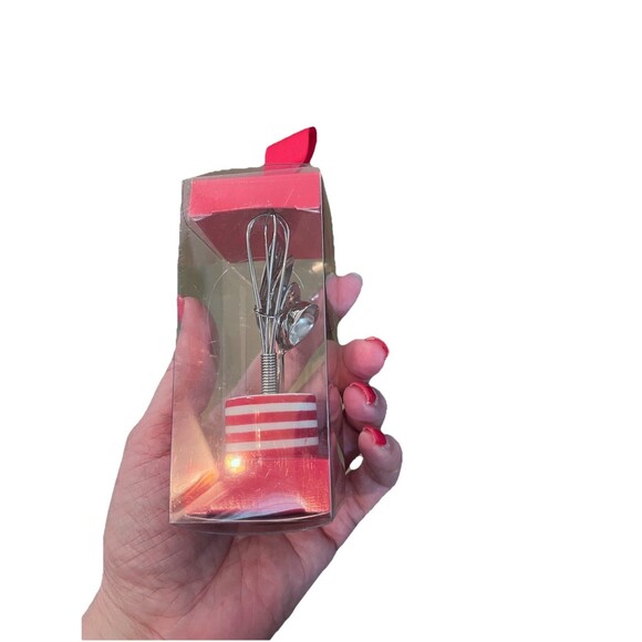 Brand New Crate & Barrel Mini Red Striped Ceramic Crock & Metal Utensils - Picture 7 of 7